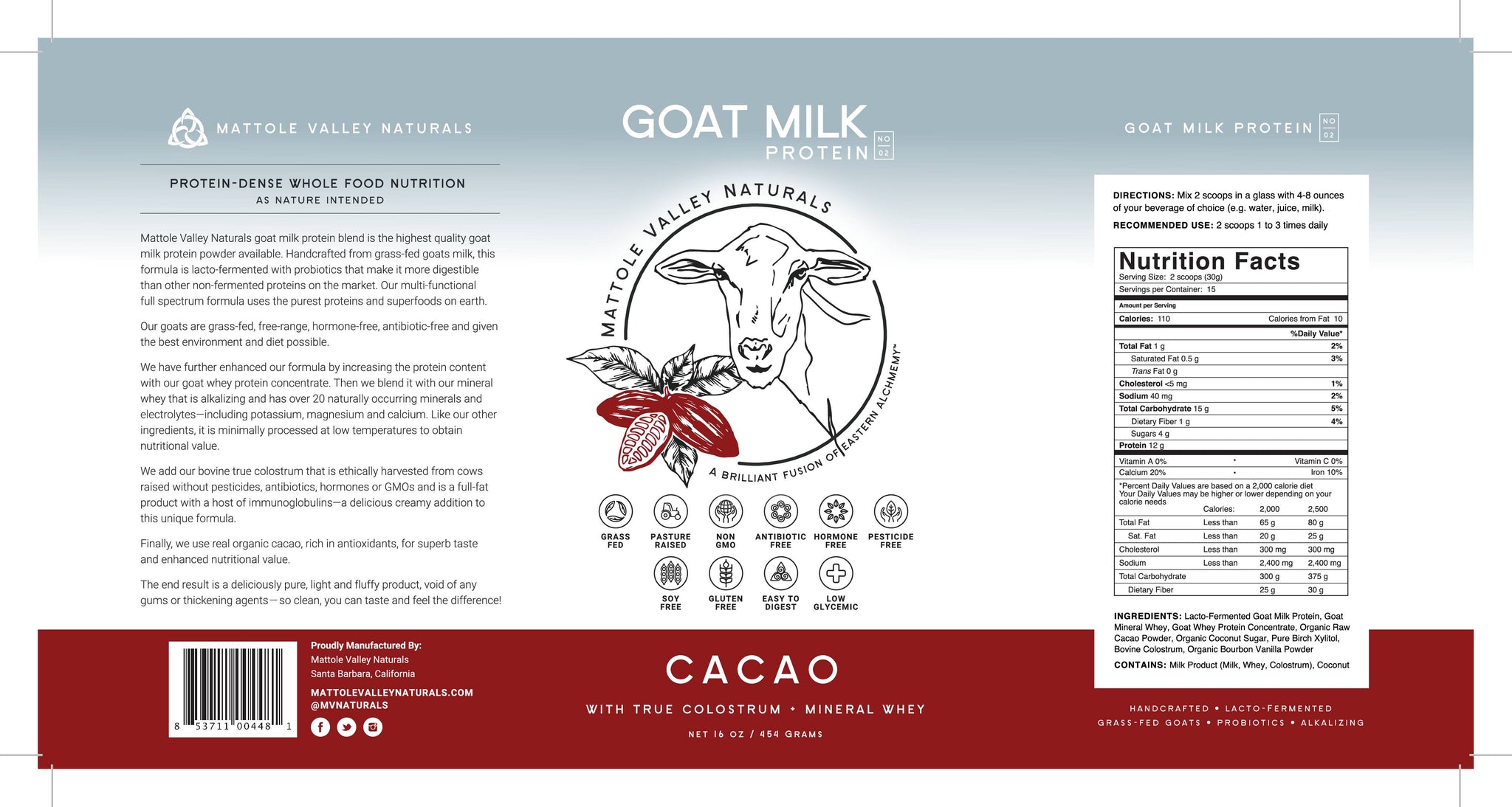 Goat Milk Protein - Raw Cacao